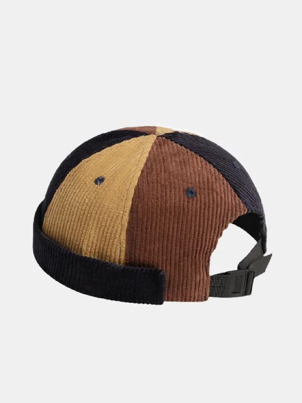 Unique Baseball CapsHip Hop Color Block Corduroy Brimless Hat
