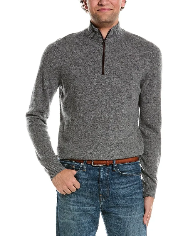 Men's Sweaters with Skinny FitsAmicale Cashmere Piping Cashmere 1/4-Zip Sweater