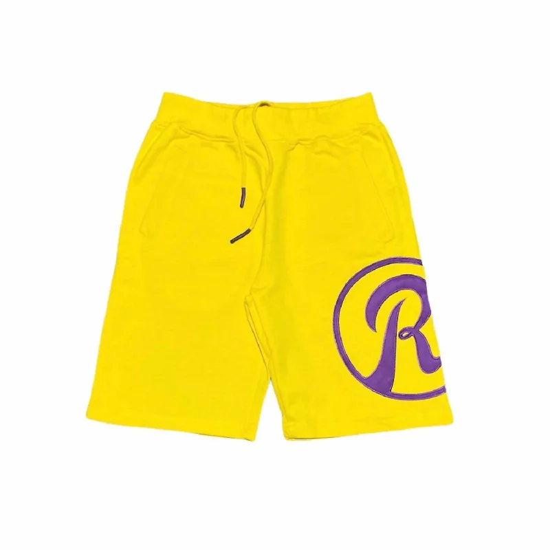 Men's Elastic-Waisted Loungewear ShortsMen's Sessions Shorts In Gold/purple