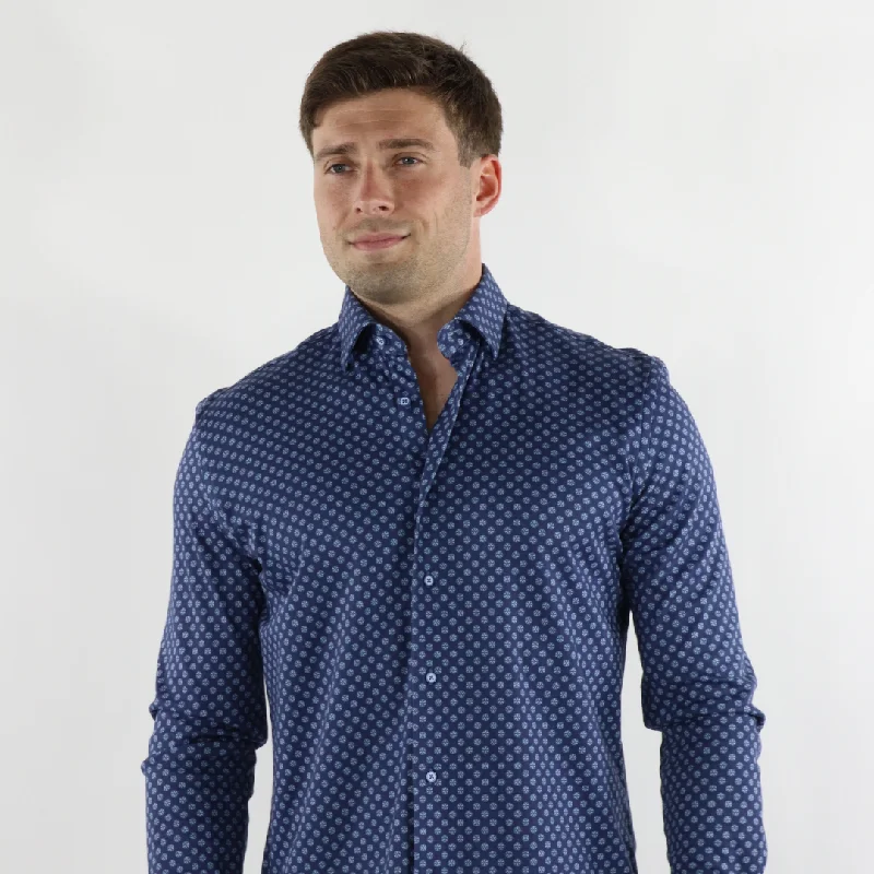 Men's Stain-Resistant Shirts for Mess-Free WearMax Colton James Shirt in Navy Dot