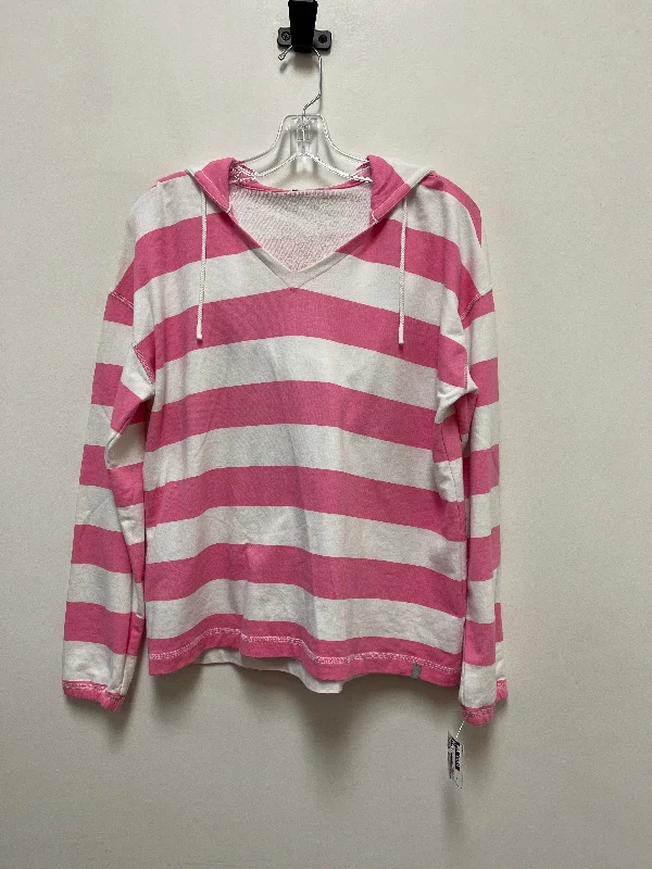 Unique Men's Custom HoodiesSweatshirt Hoodie By Talbots In Pink & White, Size: S