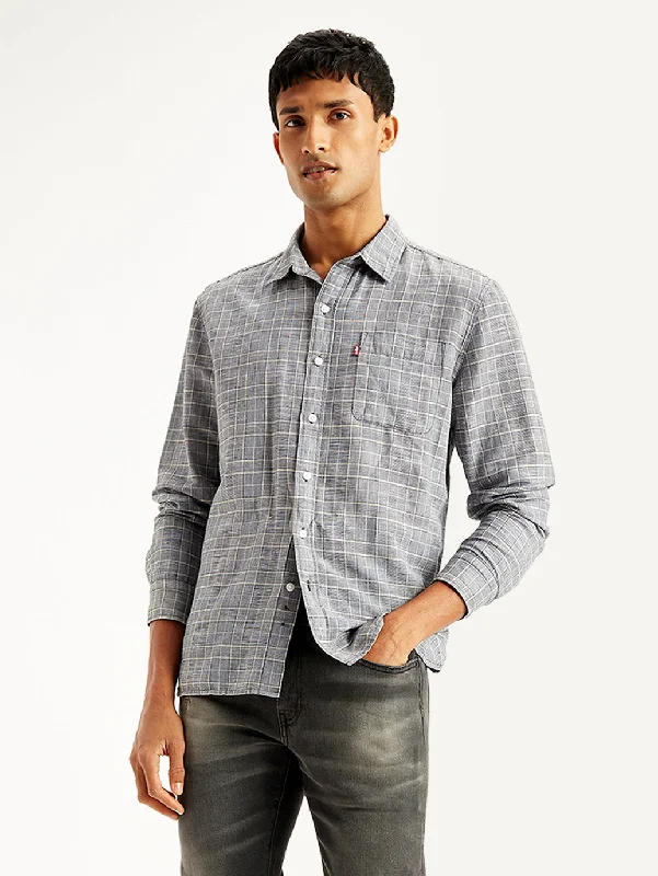 Men's Relaxed-Fit Shirts for Casual ComfortMen's Checkered Spread Collar Shirt