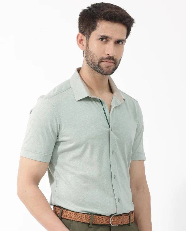 Men's Plaid Shirts for a Country CharmRare Rabbit Men's Miraje Pastel Green Cotton Fabric Half Sleeves Solid Melange Shirt Men's Plaid Shirts for a Country CharmRare Rabbit Men's Miraje Pastel Green Cotton Fabric Half Sleeves Solid Melange Shirt