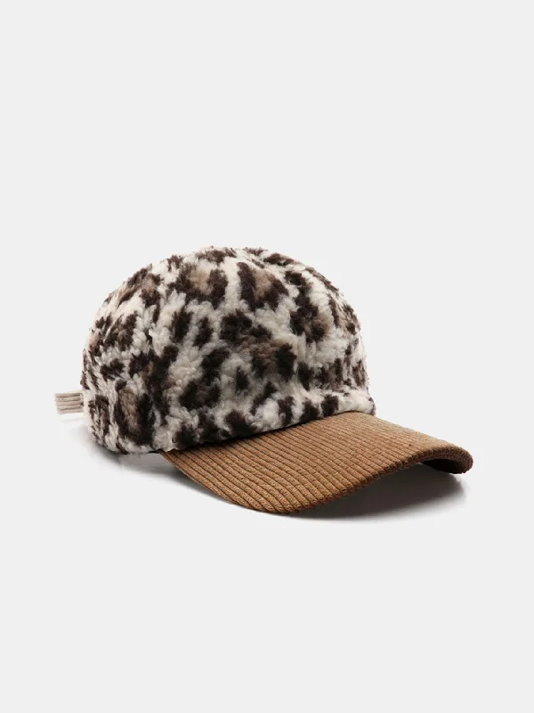 Gentlemen's Fedora HatsLeopard Pattern Plush Baseball Cap