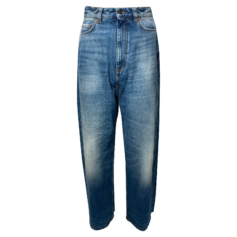 Slim-Fit Men's JeansBalenciaga Faded Distressed Jeans in Blue Cotton Denim