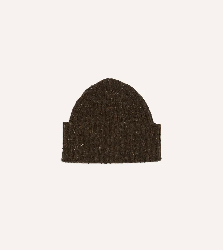 Elegant Top Hats for WeddingsBrown Donegal Ribbed Merino Knit Cap