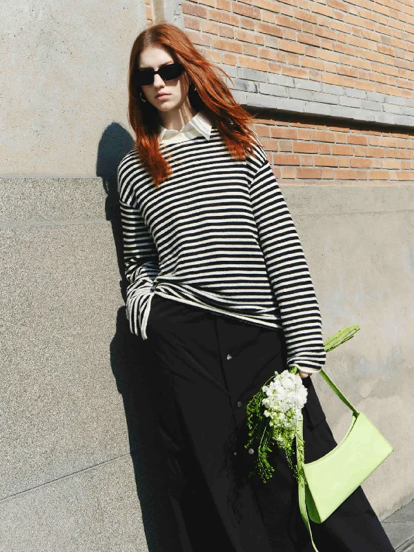 Men's Sweaters with Zippered PocketsDrop Shoulder Striped Sweater