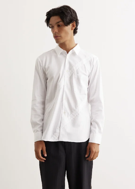 Classic Men's Button-Up ShirtsCotton Dobby Cloth Diagonal Panel Shirt