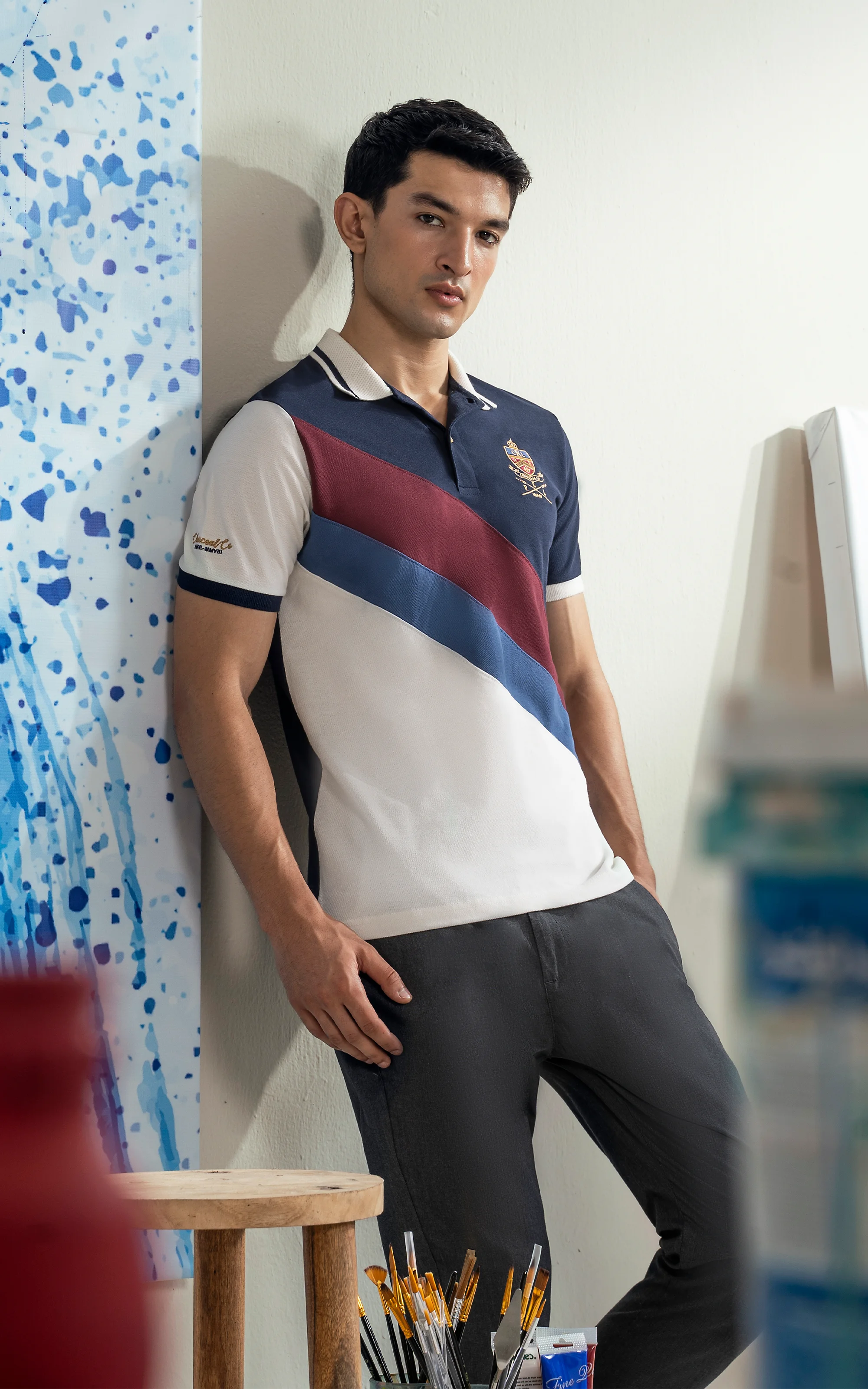 Men's Shirts with Pin CollarsFASHION POLO SHIRT NAVY