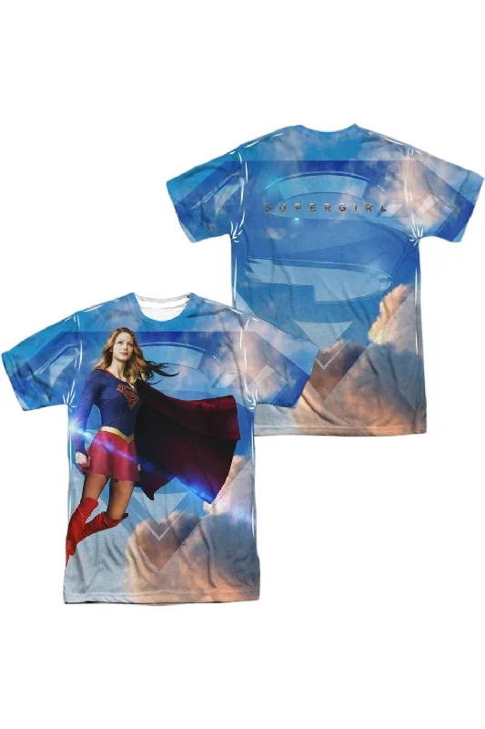 Men's Shirts with CollarsSupergirl Up In The Sky (Front/Back Print) Short Sleeve Adult Poly Crew Tee / T-Shirt Men's Shirts with CollarsSupergirl Up In The Sky (Front/Back Print) Short Sleeve Adult Poly Crew Tee / T-Shirt
