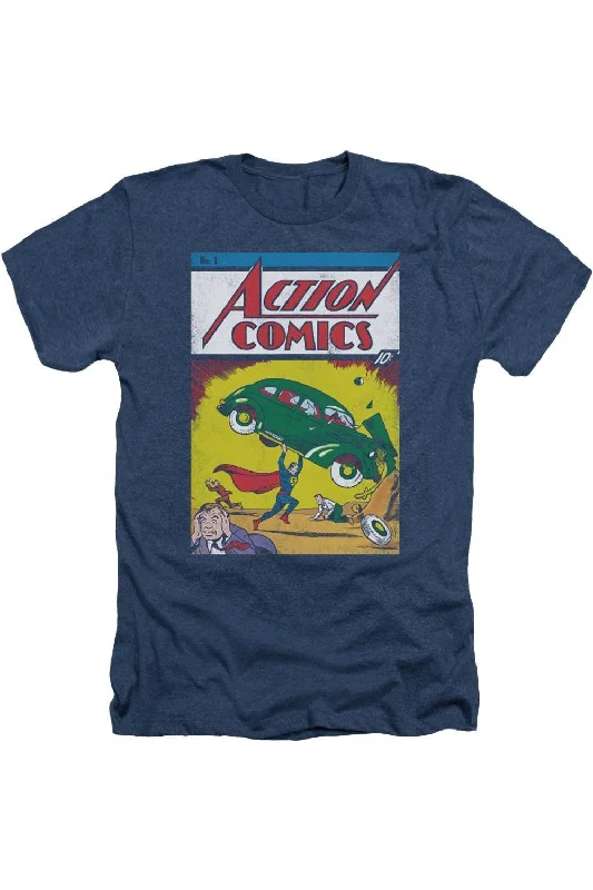 Classic Men's Button-Up ShirtsSuperman Action No. 1 Adult Heather Tee / T-Shirt