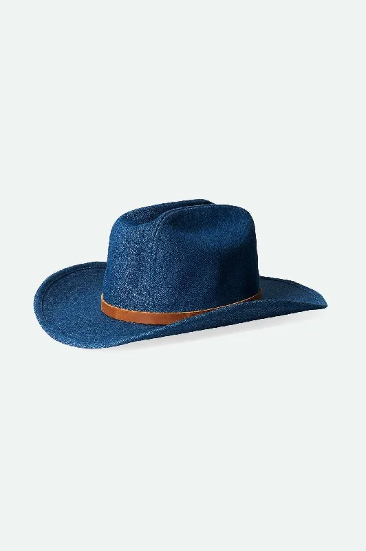 Female Straw HatsRange 70's Cowboy Hat - Denim