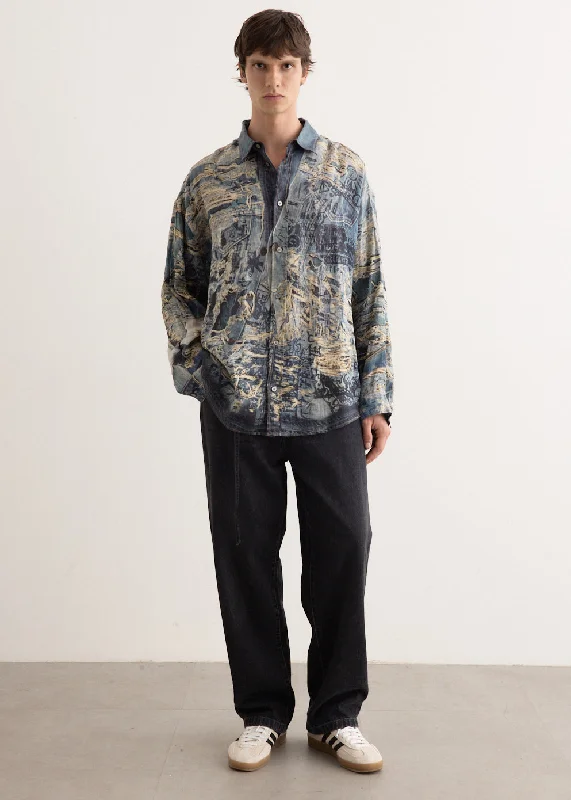 Men's Shirts with Checkered PatternsSetar Long Sleeve Torn Scribble Shirt