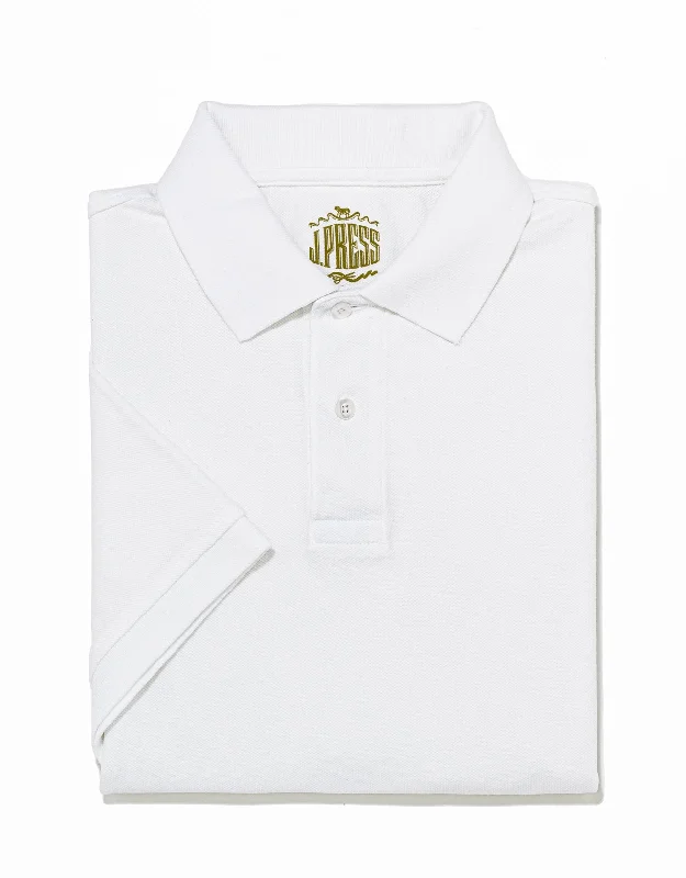 Men's Shirts with Embellished SleevesSOLID PIQUE POLO - WHITE