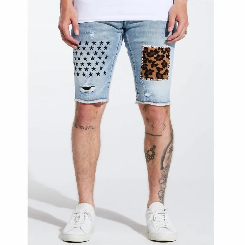 Easy-Care Men's Machine-Washable Casual ShortsMen's Summit Patchwork Shorts In Blue