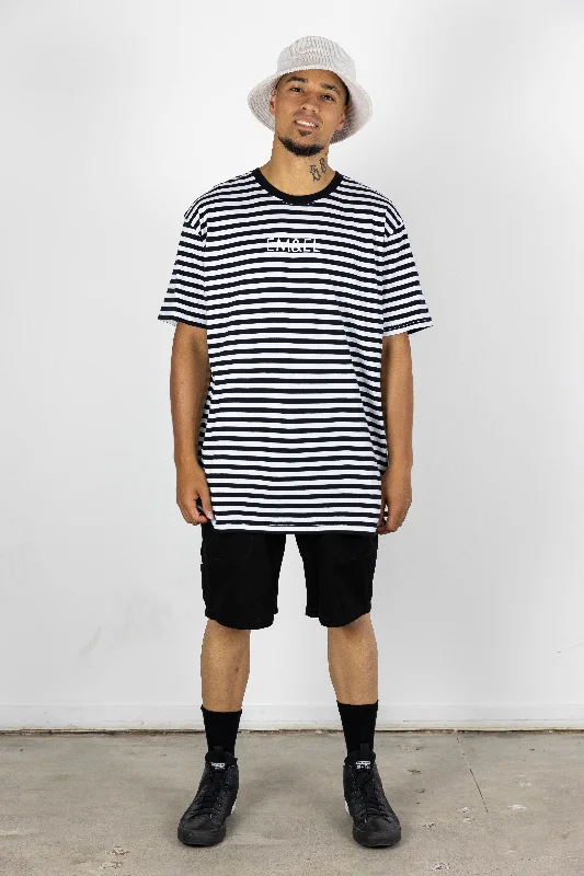 Men's Shirts with Hook-and-Loop ClosuresBEN STRIPE TEE BLACK