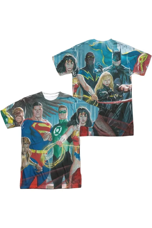 Men's Shirts with Spread CollarsJustice League of America League Of Heroes (Front/Back Print) Short Sleeve Adult Poly Crew Tee / T-Shirt Men's Shirts with Spread CollarsJustice League of America League Of Heroes (Front/Back Print) Short Sleeve Adult Poly Crew Tee / T-Shirt