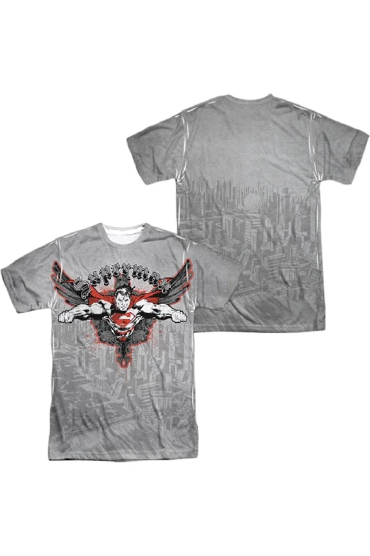Men's Shirts with Cowl NecksSuperman Take Wing (Front/Back Print) Short Sleeve Adult 100% Poly Crew Tee / T-Shirt Men's Shirts with Cowl NecksSuperman Take Wing (Front/Back Print) Short Sleeve Adult 100% Poly Crew Tee / T-Shirt