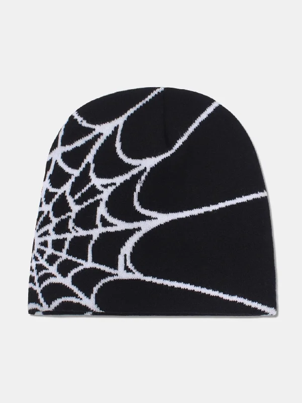 Artistic Derby HatsSpider Web Pattern Warm Knit Beanie Hat
