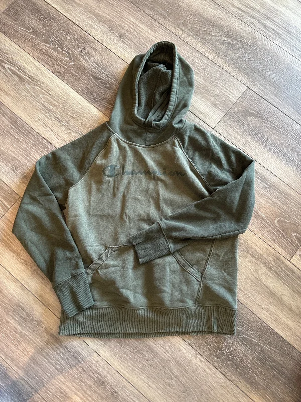 Warm Men's Thermal HoodiesSweatshirt Hoodie By Champion In Green, Size: M