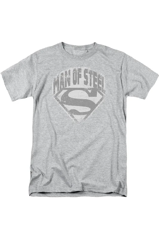Men's Shirts with Raw-Edge HemlinesSuperman Man Of Steel Shield Short Sleeve Adult Tee / T-Shirt Men's Shirts with Raw-Edge HemlinesSuperman Man Of Steel Shield Short Sleeve Adult Tee / T-Shirt