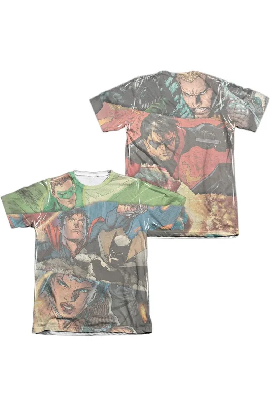 Men's Shirts with Tab CollarsJustice League of America Torn (Front/Back Print) Adult Poly/Cotton Short Sleeve Tee / T-Shirt Men's Shirts with Tab CollarsJustice League of America Torn (Front/Back Print) Adult Poly/Cotton Short Sleeve Tee / T-Shirt