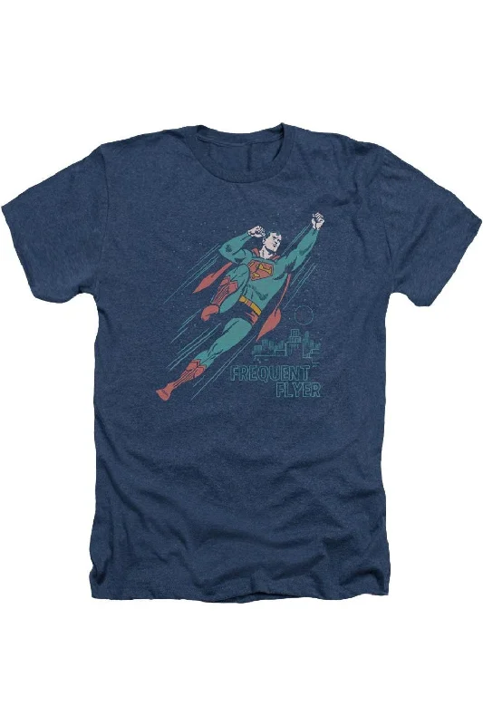 Men's Shirts with Patchwork PatternsSuperman Frequent Flyer Adult Heather Tee / T-Shirt Men's Shirts with Patchwork PatternsSuperman Frequent Flyer Adult Heather Tee / T-Shirt