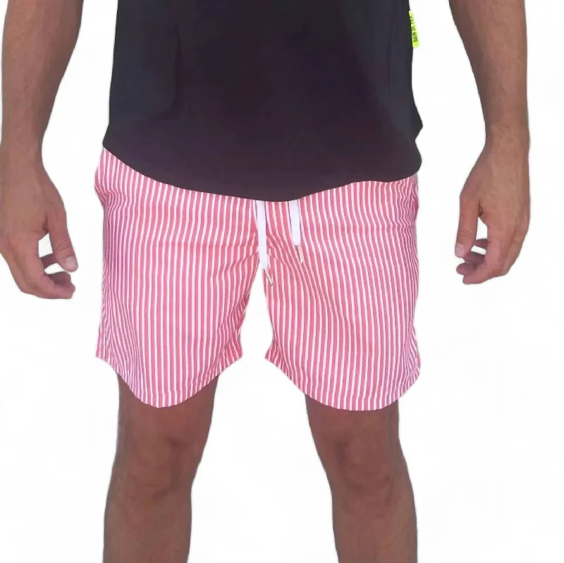 Durable and Tough Men's Work and Cargo ShortsMen's Stripe Shorts In Coral/white