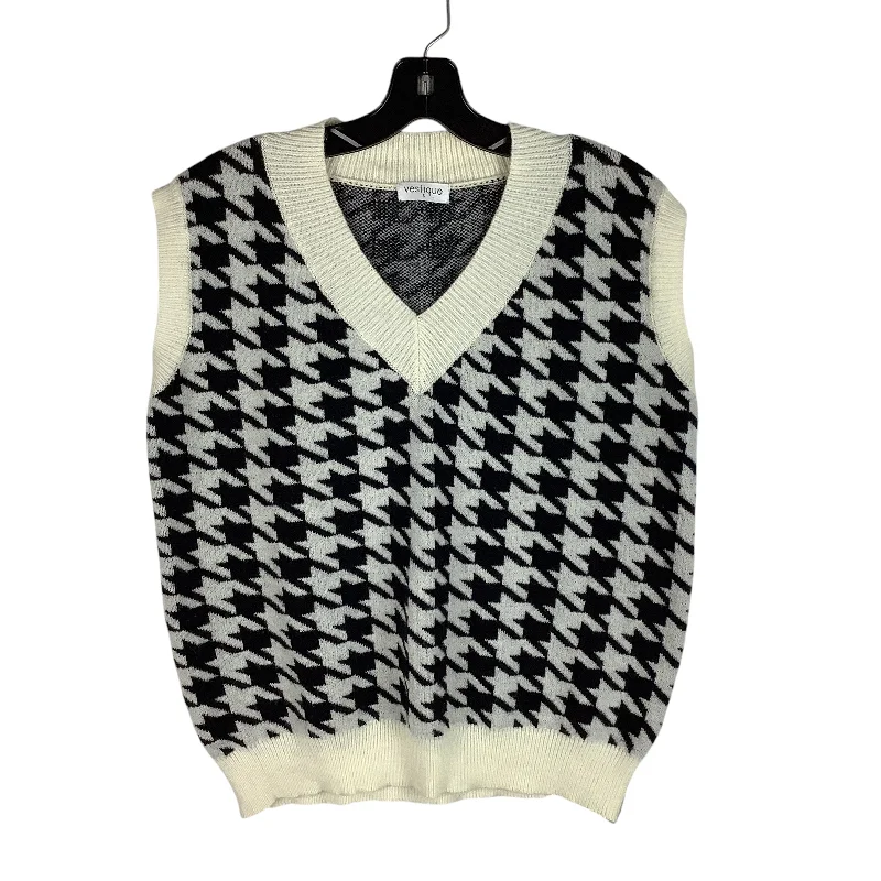 Classic Men's Trench CoatsVest Sweater By Vestique In Blue & Cream, Size: S