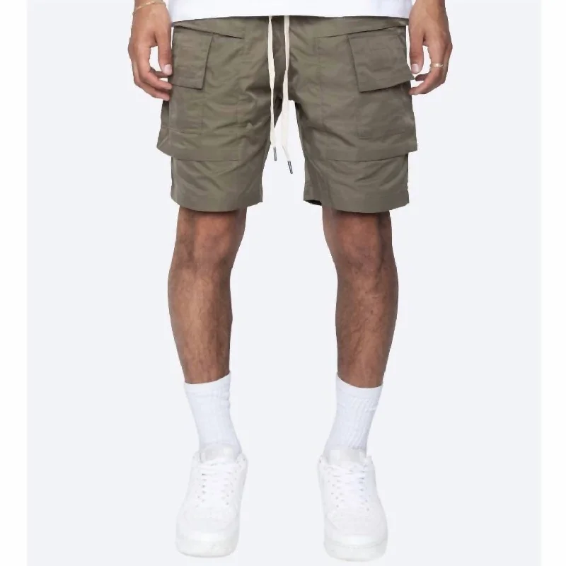 Flexible Fit Men's Yoga and Workout ShortsShinobi Cargo Pocket Shorts In Olive