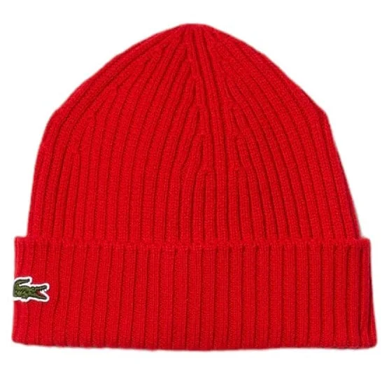 Classic Derby HatsLacoste Unisex Ribbed Wool Beanie (Red) RB0001-51