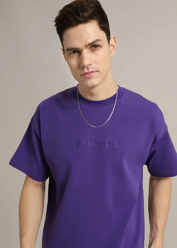 Men's Shirts with Button-Down PocketsEmboss Luxe Purple Oversized T-shirt