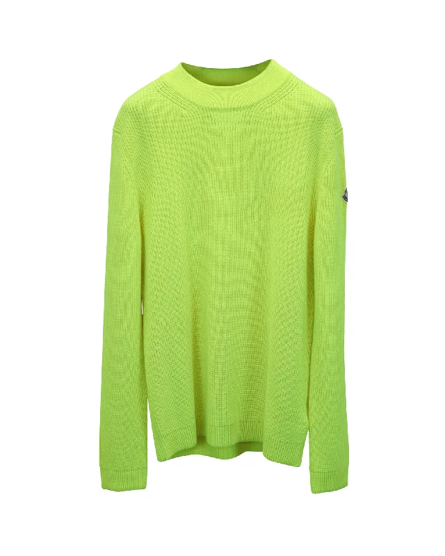 Classic Men's Wool SweatersMoncler Knit Sweatershirt in Neon Yellow Wool