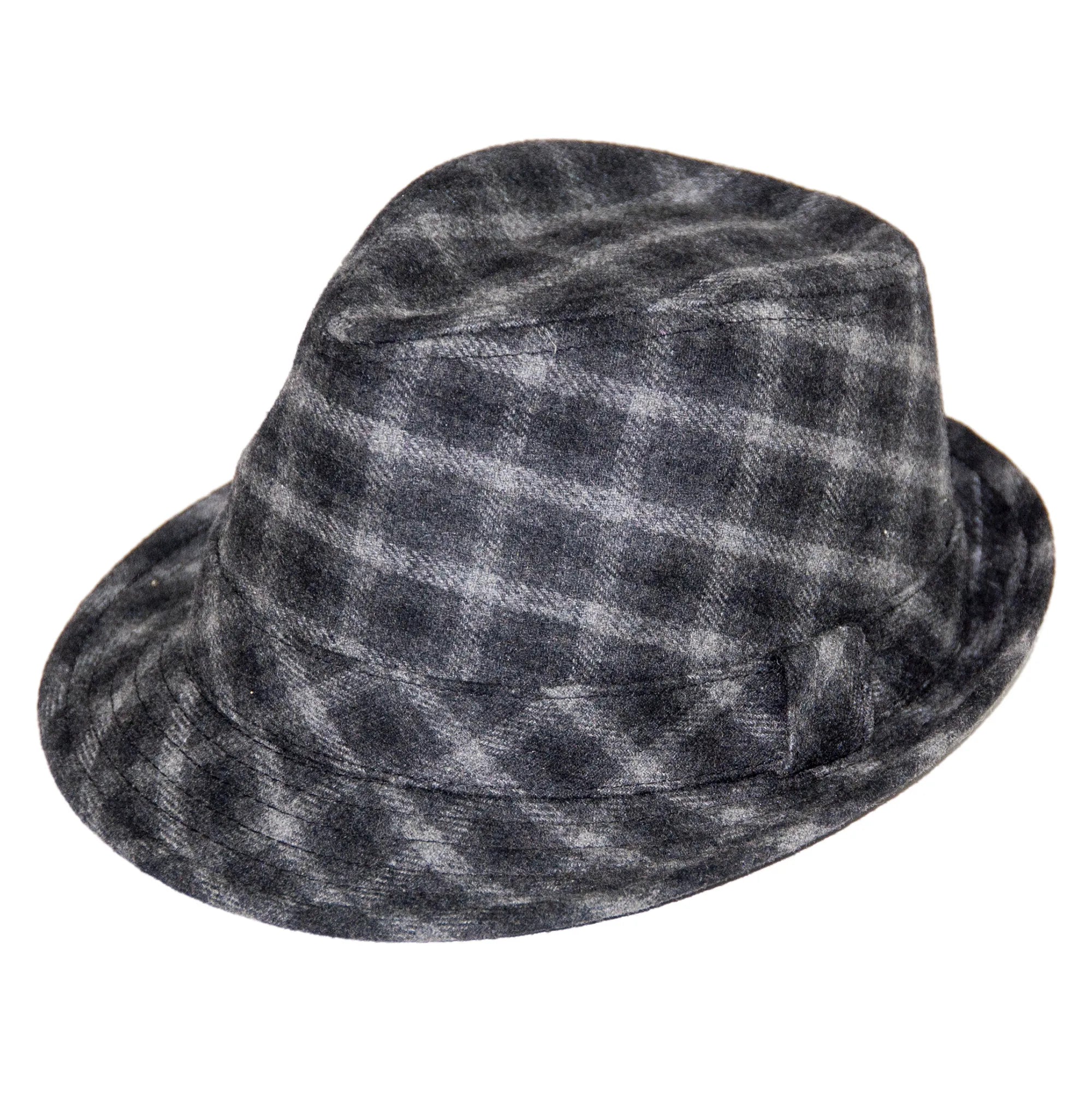 Novelty Trucker HatsGray And Black Plaid Trilby Style Fedora