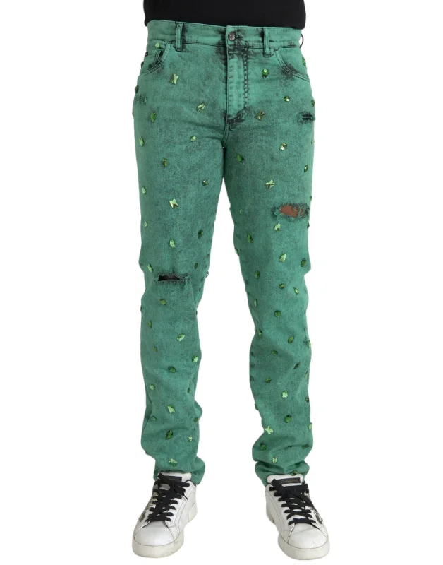 Men's Jeans in Different ColorsDolce & Gabbana  Crystals Cotton Stretch Slim Men's Jeans