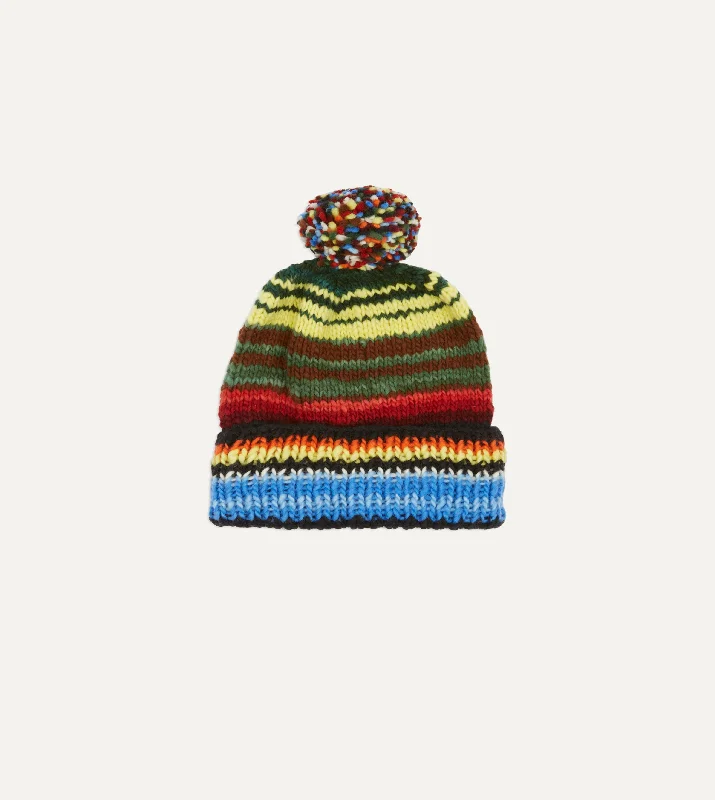 Embroidered Bucket HatsChamula for Drake's Green Serape Merino Knit Cap