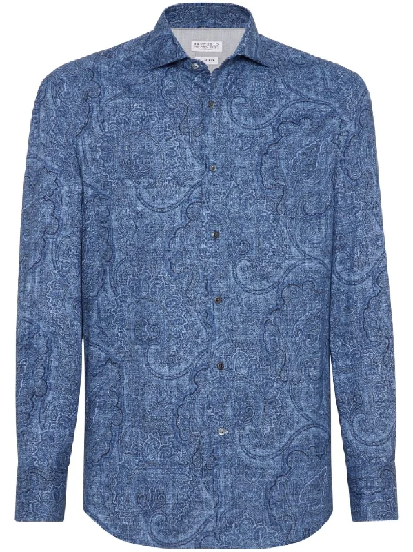 Men's Solid-Color Button-Down Shirts for VersatilityBrunello Cucinelli Men's Shirts blue Men's Solid-Color Button-Down Shirts for VersatilityBrunello Cucinelli Men's Shirts blue