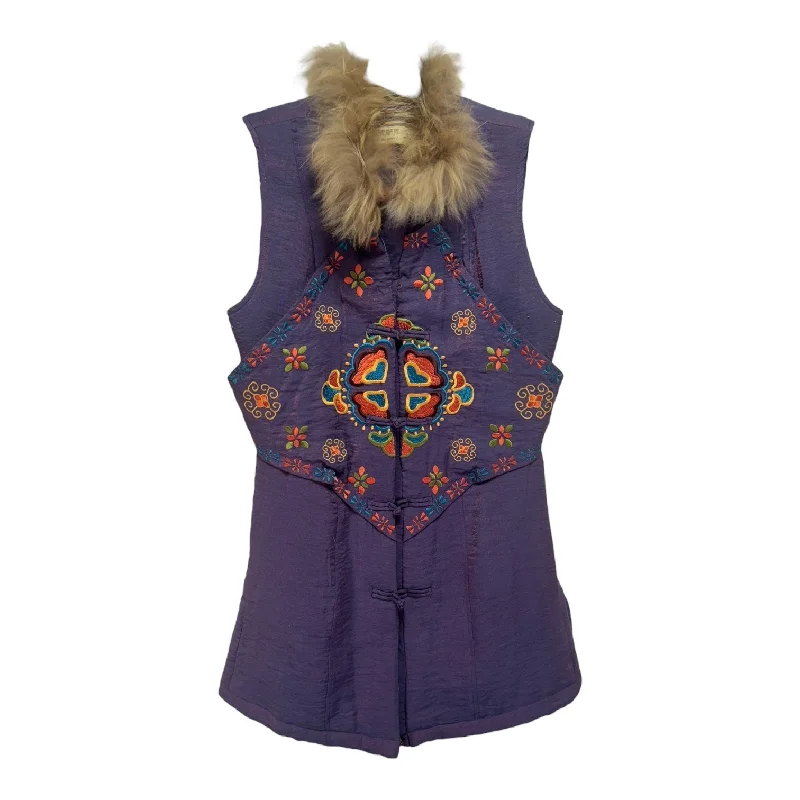 Men's Coats with Hand WarmersVest Faux Fur & Sherpa By By The Water In Purple, Size: S Men's Coats with Hand WarmersVest Faux Fur & Sherpa By By The Water In Purple, Size: S