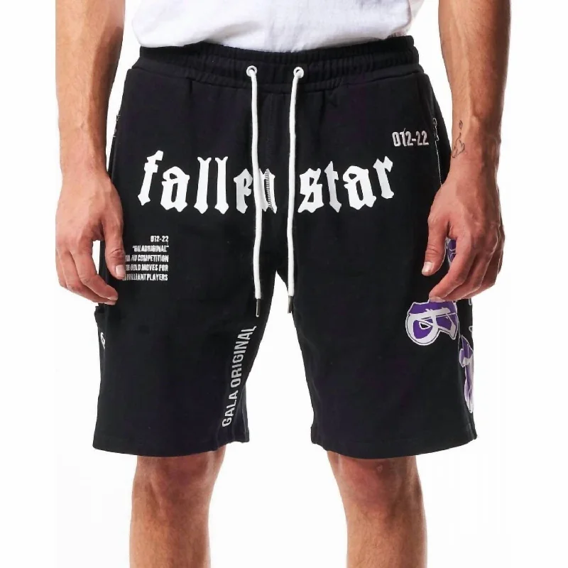 Functional and Practical Men's Multi-Pocket Cargo ShortsMen's Fallen Star Shorts In Jet Black Functional and Practical Men's Multi-Pocket Cargo ShortsMen's Fallen Star Shorts In Jet Black