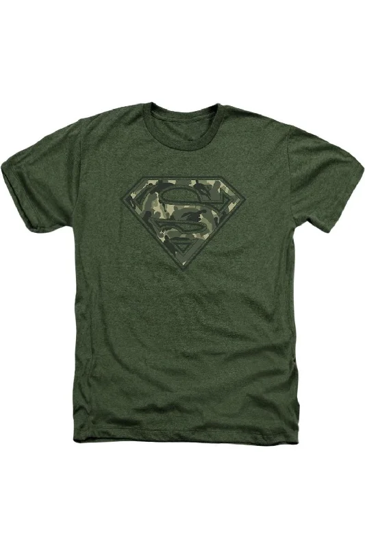 Men's Shirts with Convertible CollarsSuperman Super Camo Adult Heather Tee / T-Shirt Men's Shirts with Convertible CollarsSuperman Super Camo Adult Heather Tee / T-Shirt