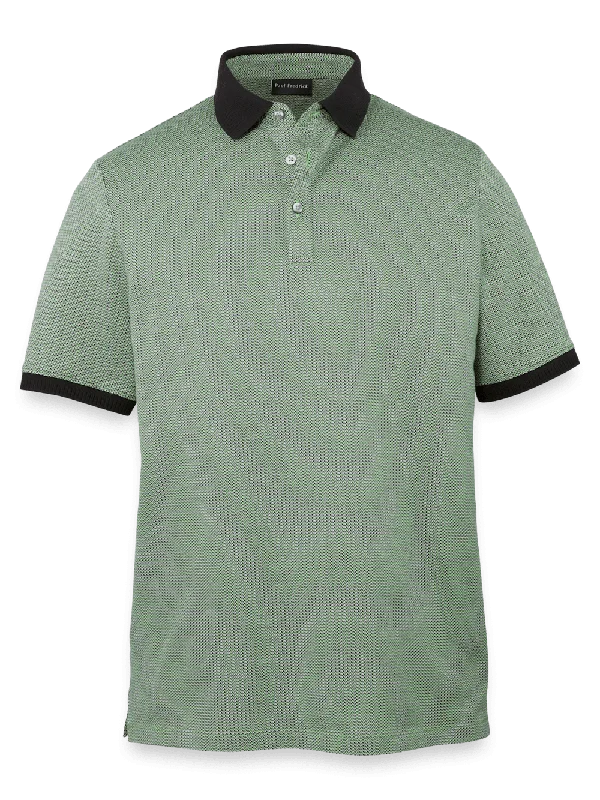 Men's Shirts with Graphic SleevesCotton Three Button Polo - Green Multi
