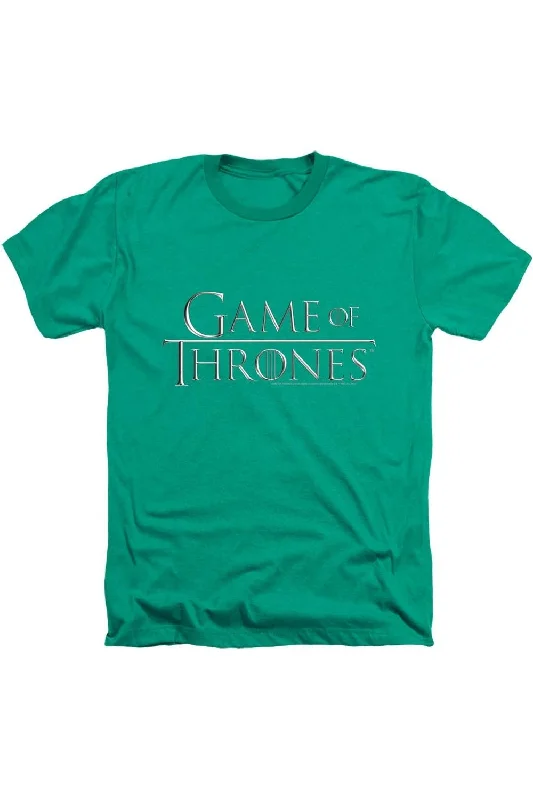 Men's Shirts with Hook-and-Loop ClosuresGame Of Thrones Chrome Logo Adult Heather Tee / T-Shirt Men's Shirts with Hook-and-Loop ClosuresGame Of Thrones Chrome Logo Adult Heather Tee / T-Shirt