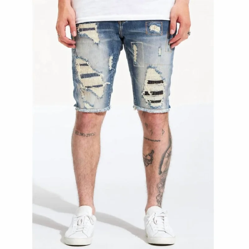 Modern Men's Patterned ShortsDistressed Tango Shorts In Blue Rinse