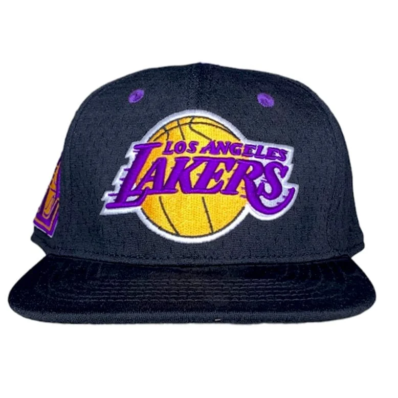 Elegant Derby CapsLos Angeles Lakers Logo Mesh Snapback Hat (Black)