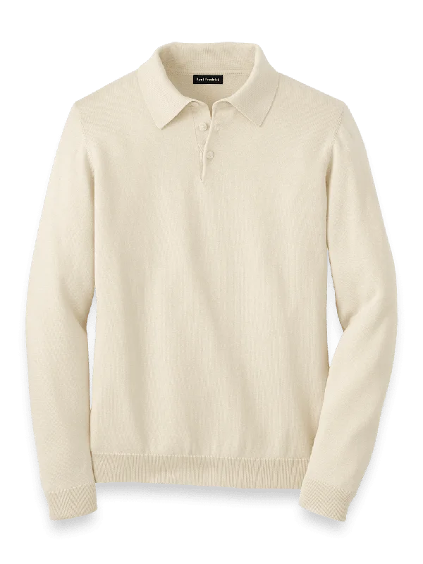 Stylish Men's HenleysSupima Cotton Three Button Polo - Ivory