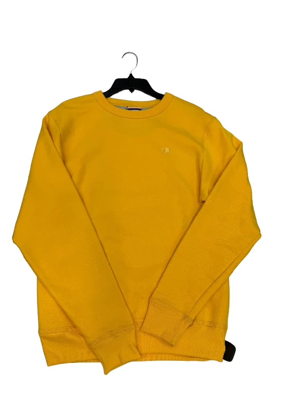 Best Men's Pullover HoodiesSweatshirt Crewneck By Champion In Yellow, Size: S