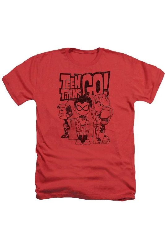Men's Shirts with Appliqué DetailsTeen Titans Go Team Up Adult Heather Tee / T-Shirt Men's Shirts with Appliqué DetailsTeen Titans Go Team Up Adult Heather Tee / T-Shirt