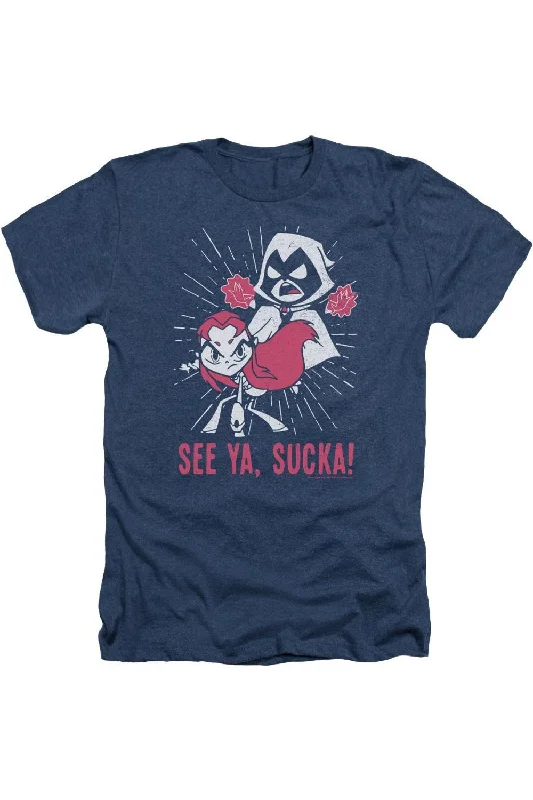 Men's Shirts with Belt AttachmentsTeen Titans Go Suckas Adult Heather Tee / T-Shirt