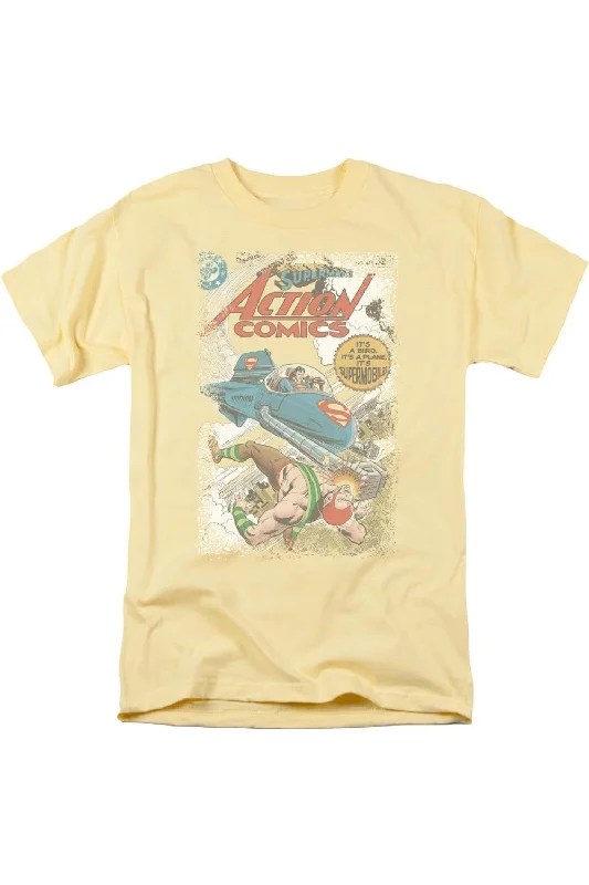 Men's Shirts with Graphic PrintsSuperman Action #481 Cover Short Sleeve Adult Tee / T-Shirt Men's Shirts with Graphic PrintsSuperman Action #481 Cover Short Sleeve Adult Tee / T-Shirt