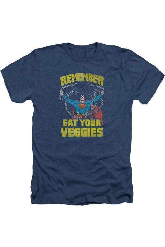 Men's Long-Sleeved ShirtsSuperman Veggie Power Adult Heather Tee / T-Shirt